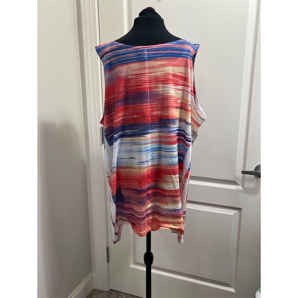 Catherines Women's Plus 3X Sleeveless Striped Tank Top Multicolor Casual - Picture 4 of 8